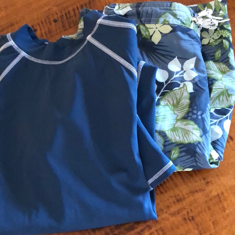 Lands end youth board short and sun shirt